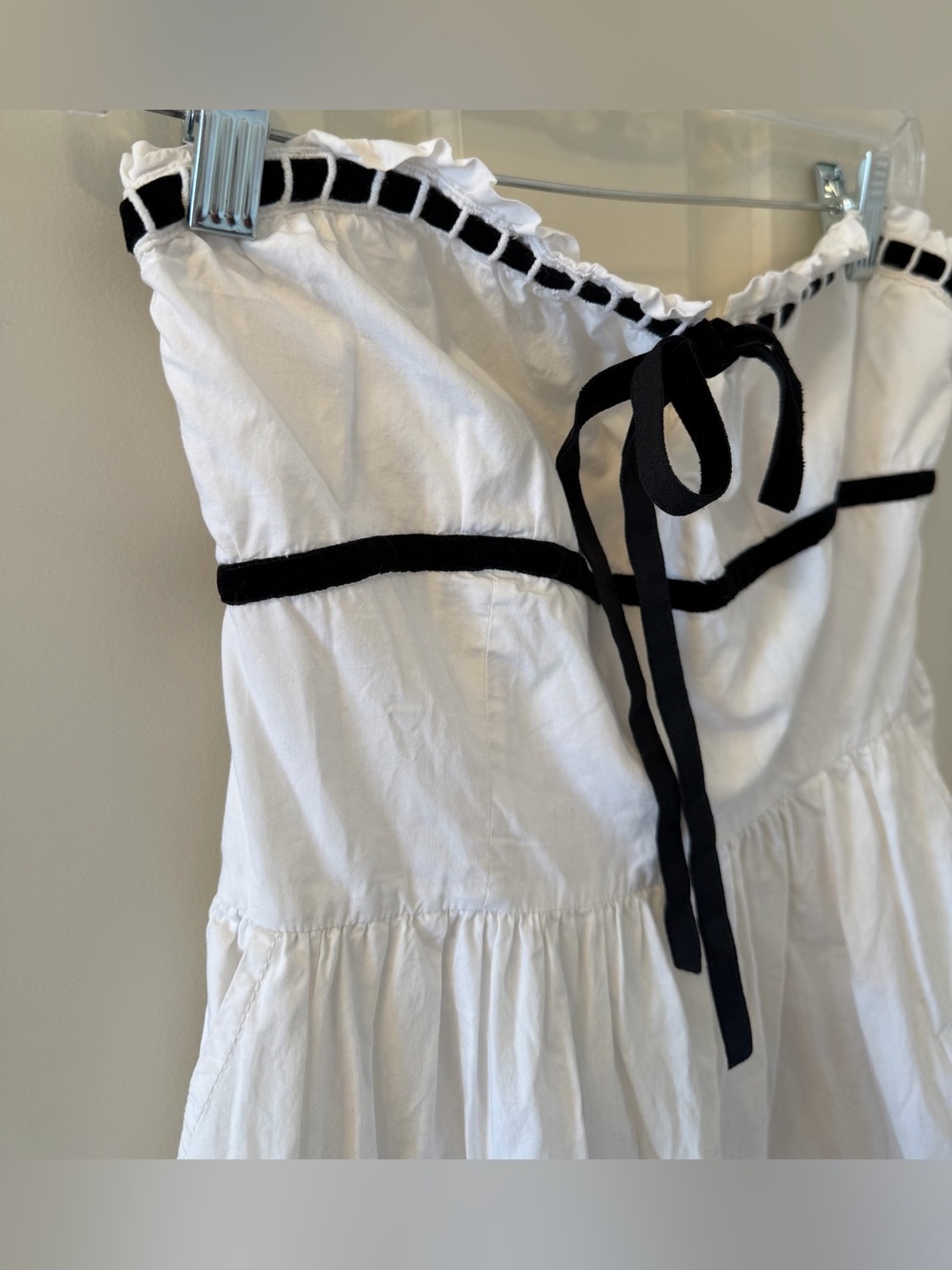 Maeve/Anthropologie Bustier Wide Leg Jumpsuit in White/Black, Size 4 - Picture 6 of 11